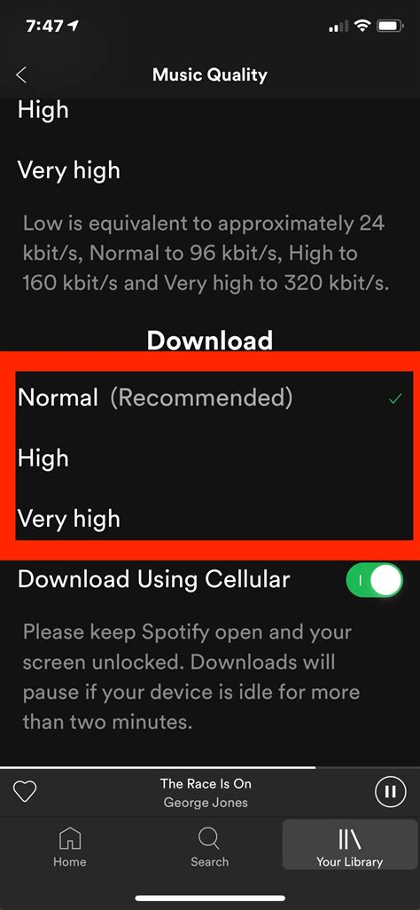 does spotify quality increase when songs are downloaded